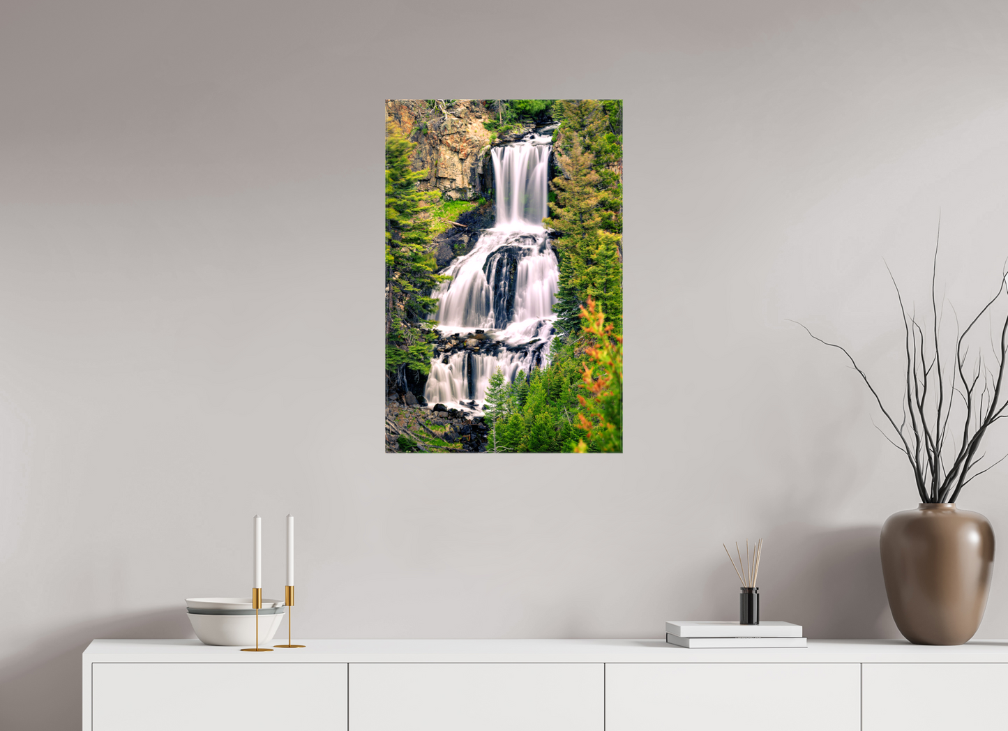 Undine Falls Cascade - Yellowstone National Park Fine Art Print
